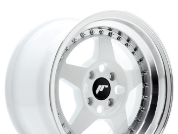 Jr Wheels Jr6 15X8 Et25 4X100 White W/Machined Lip