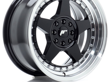 Jr Wheels Jr6 16X8 Et25 4X100/108 Gloss Black W/Machined Lip