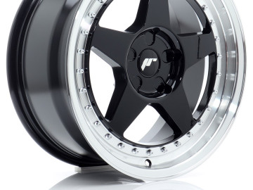 Jr Wheels Jr6 17X8 Et20-35 5H Blank Gloss Black W/Machined Lip