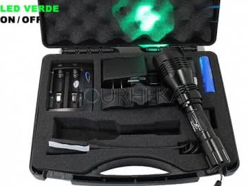 Kit Caça Lanterna Led Verde ML-9 Led 1600 Lumens Modo ON / OFF