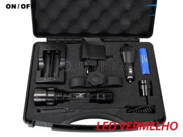 Kit Caça Lanterna ML-3 Led Vermelho 1300 Lumens Modo ON / OFF