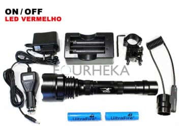 Kit Lanterna Led Vermelho ML-13 Led 2000 Lumens Modo ON / OFF