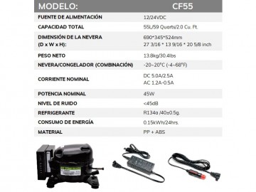 Kit Arca congeladora 55 Litros Alpicool CF55 + Cesto