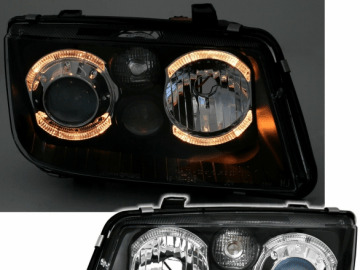 LED Angel Eyes Headlights suitable for VW Bora 1998-2005 2 halo rims Black