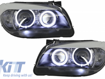 LED Angel Eyes Headlights suitable for BMW X1 E84 (2009-2013) Xenon Look