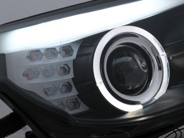 LED Angel Eyes Headlights suitable for BMW 5 Series E60 E61 (2003-2007) Black LCI Look