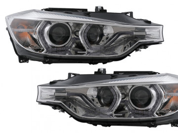 LED DRL Angel Eyes Headlights suitable for BMW 3 Series F30 F31 LCI Sedan Touring (2015-2019) Chrome