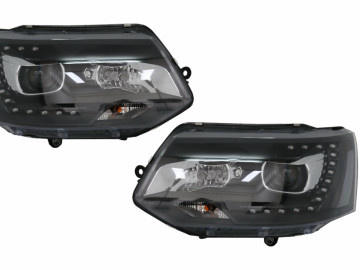 LED DRL Dayline Headlights suitable for VW Transporter T5 (2010-2015) Black