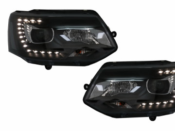 LED DRL Dayline Headlights suitable for VW Transporter T5 (2010-2015) Black