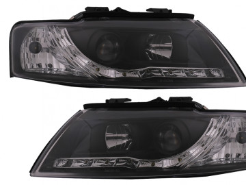 LED DRL Headlights suitable for Audi A4 Cabriolet B6 8H7 8HE (2002-2006) Black