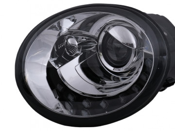 LED DRL Headlights suitable for VW New Beetle HatchBack Cabrio (10.1998-05.2005) Chrome Clear Lens