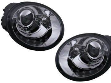 LED DRL Headlights suitable for VW New Beetle HatchBack Cabrio (10.1998-05.2005) Chrome Clear Lens