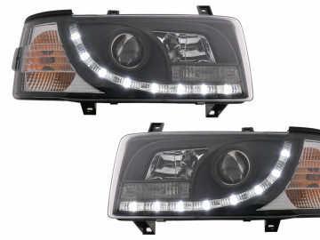 LED DRL Headlights suitable for VW Transporter T4 (1990-2003) Black