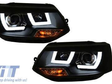 LED DRL Headlights suitable for VW Transporter T5 Multivan Facelift (2010-2015) U Tube Xenon Look