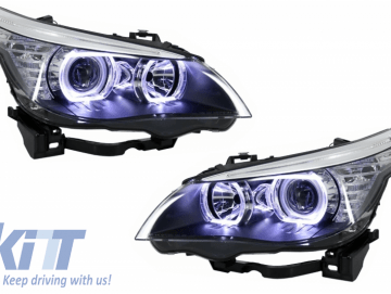 LED Dayline & Angel Eyes Headlights suitable for BMW 5 Series E60 E61 (2003-2007) LCI Look