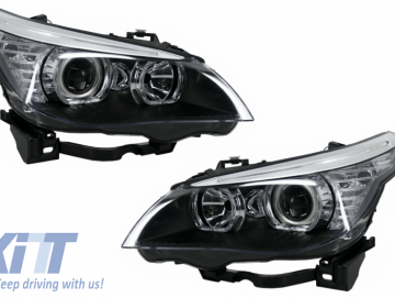 LED Dayline & Angel Eyes Headlights suitable for BMW 5 Series E60 E61 (2003-2007) LCI Look