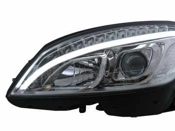 LED Headlights Tube Light suitable for Mercedes C-Class W204 S204 (2007-2010) Chrome