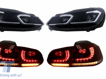 LED Headlights and Taillights suitable for VW Golf 6 VI (2008-2013) With Facelift G7.5 Look Silver Flowing Dynamic Sequential Turning Lights LHD