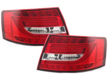 LED Light Bar Taillights Audi A6 Limousine 04-08 Red/Crystal suitable for Factory LED