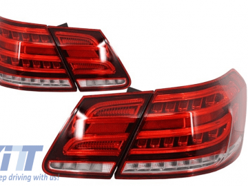 LED Light Bar Taillights suitable for MERCEDES Benz E-Class W212 (2009-2013) Conversion Facelift Design Red/Clear