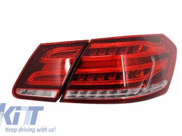 LED Light Bar Taillights suitable for MERCEDES Benz E-Class W212 (2009-2013) Conversion Facelift Design Red/Clear