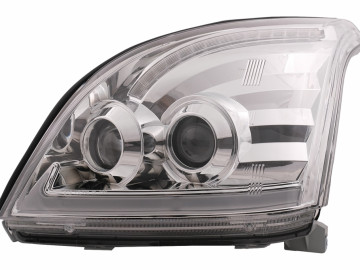 LED TUBE LIGHT Headlights suitable for Toyota Land Cruiser FJ120 (2003-2009) Chrome with Dynamic Secvential Turning Lights