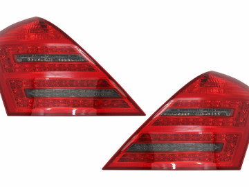 LED Taillights suitable for Mercedes S-Class W221 (2005-2009) Red Smoke with Dynamic Sequential Turning Signal