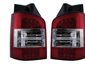 LED Taillights suitable for VW Transporter V T5.1 (04.2010-2015) Chrome Red Clear