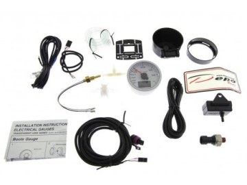 MANÓMETRO DEPO 4V1 60MM BRANCO – PRESSÃO TURBO + PRESSÃO DO ÓLEO + TEMPERATURA DO ÓLEO + VOLTÍMETRO