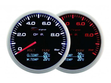 MANÓMETRO DEPO 4V1 60MM PRETO - PRESSÃO DO ÓLEO + TEMPERATURA DO ÓLEO + TEMPERATURA DA ÁGUA + VOLTÍMETRO