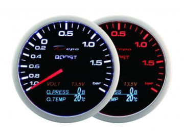 MANÓMETRO DEPO 4V1 60MM PRETO – TLAK TURBA + PRESSÃO DO ÓLEO + TEMPERATURA DO ÓLEO + VOLTÍMETRO
