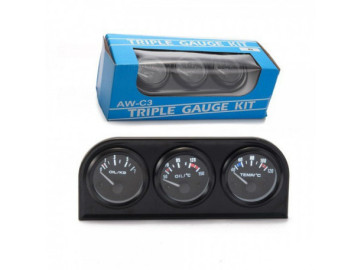 MANÓMETRO KET CLASSIC - 3V1 52MM - PRESSÃO DO ÓLEO + TEMPERATURA DO ÓLEO + VOLT