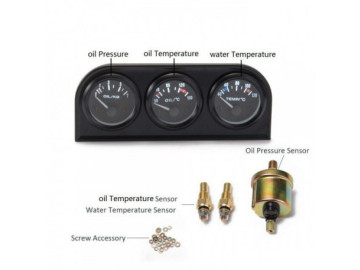 Manómetro KET CLASSIC - 3V1 52MM - VOLT+ TEMPERATURA DA ÁGUA+ PRESSÃO DO ÓLEO