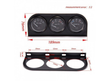 Manómetro KET CLASSIC - 3V1 52MM - VOLT+ TEMPERATURA DA ÁGUA+ PRESSÃO DO ÓLEO