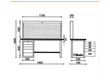 MasterCargo Workbench. Cinco gavetas, Ferramentas Beta C57S/A-O