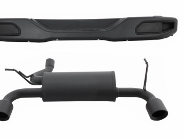 Metal Rear Bumper with Complete Exhaust System Axle-Back suitable for JEEP Wrangler / Rubicon JK (2007-2017) Double Exhaust Evacuation