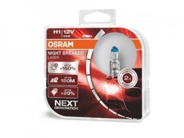 Par Lâmpadas OSRAM Night Breaker Laser H1 +150%