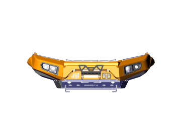 Para-choque frontal com base para guincho e faróis integrados.