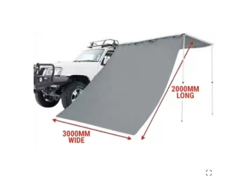 Parede corta-vento lateral para toldo OFFROAD, dimensões 3,0 × 2,0 m, cor cinzenta.