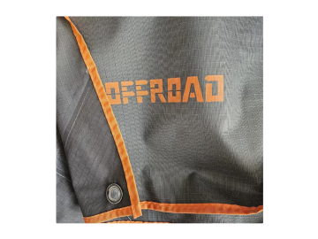 Parede corta-vento lateral para toldo OFFROAD, dimensões 3,0 × 2,0 m, cor cinzenta.