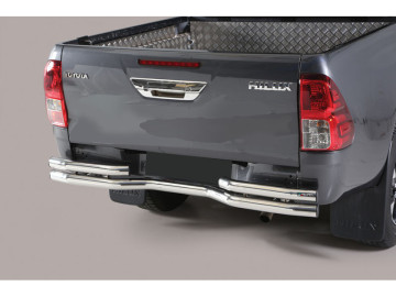 Protector traseiro em tubo duplo de aço inoxidável Ø63mm. Tipo DBR Toyota Hilux 