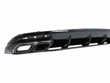 Rear Bumper Air Diffuser with Black Muffler Tips suitable for Mercedes S-Class C217 Coupe (2014-2020) S63 Facelift Design