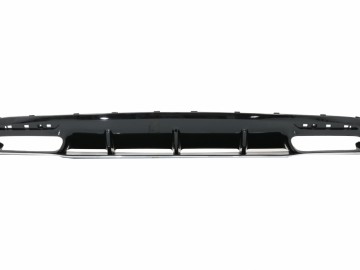 Rear Bumper Air Diffuser with Chrome Muffler Tips and Central Grille Black suitable for Mercedes S-Class C217 Coupe (2018-2020) S63 GT-R Design