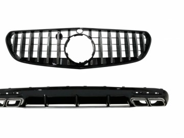 Rear Bumper Air Diffuser with Chrome Muffler Tips and Central Grille suitable for Mercedes S-Class C217 Coupe (2018-2020) S63 GT-R Design