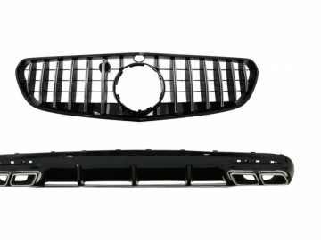 Rear Bumper Air Diffuser with Chrome Muffler Tips and Centrale Grille suitable for Mercedes S-Class C217 Coupe (2014-2017) S63 GT-R Design