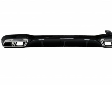 Rear Bumper Air Diffuser with Exhaust Muffler Tips suitable for Mercedes E-Class W213 (2016-up) E63s Design Black Edition