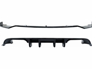 Rear Bumper Air Diffuser with Front Bumper Lip Extension Spoiler suitable for VW Golf 7.5 (2017-2019) R Look Piano Black