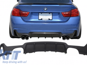 Rear Bumper Diffuser suitable for BMW 5 Series G30 G31 Limousine/Touring (2017-up) with Exhaust Muffler Tips M Performance Design Piano Black