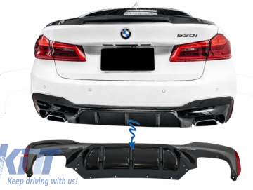 Rear Bumper Diffuser suitable for BMW 5 Series G30 G31 Limousine/Touring (2017-up) with Exhaust Muffler Tips M Performance Design Black Edition