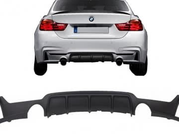 Rear Bumper Diffuser suitable for BMW F32 F33 F36 (2013-) Coupe Cabrio 4 Series M Performance Design Twin Single Outlet